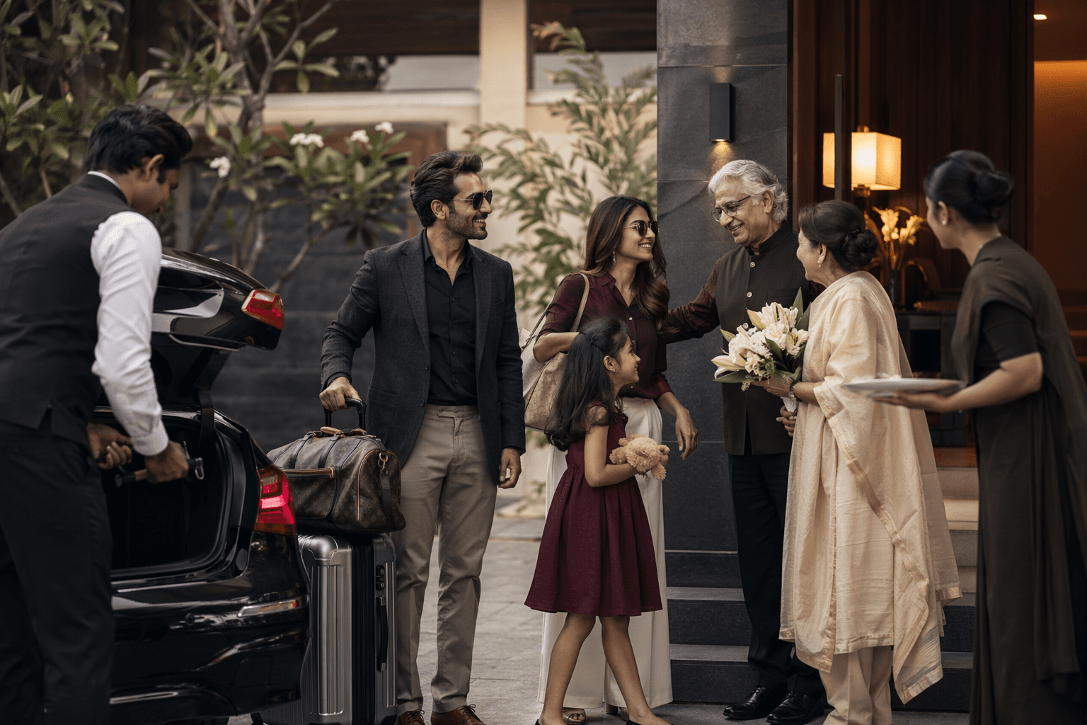 An NRI family arriving in India with discreet concierge support and family logistics handled
