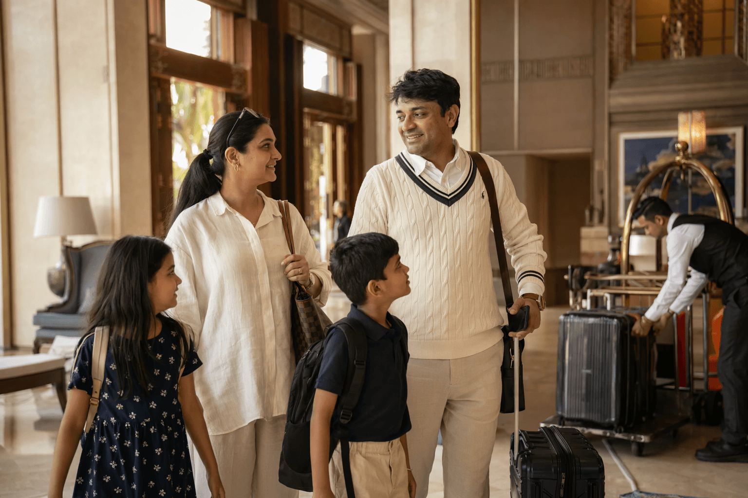 Family travel and return-to-India logistics coordinated by a private concierge desk