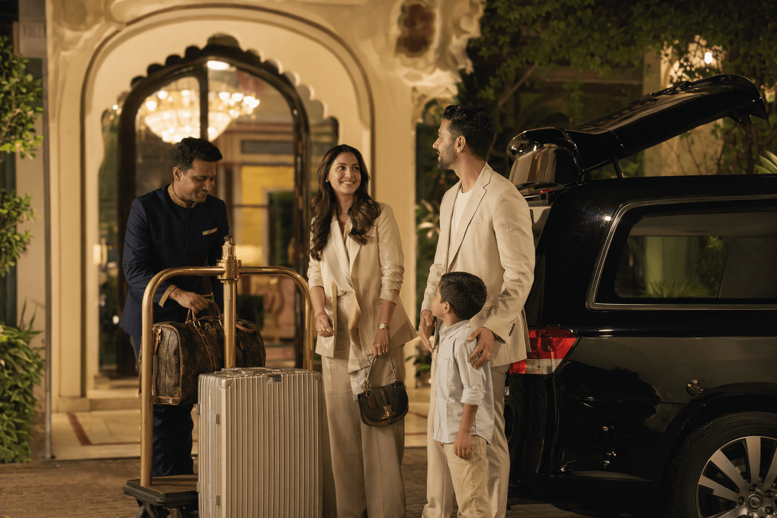 An NRI family arriving in India with discreet concierge support and family logistics handled